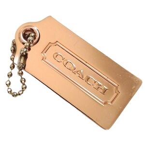 😍 2.75" XL Coach Rose Gold Metal Hang Tag Bag Fob Charm Keychain ULTRA RARE